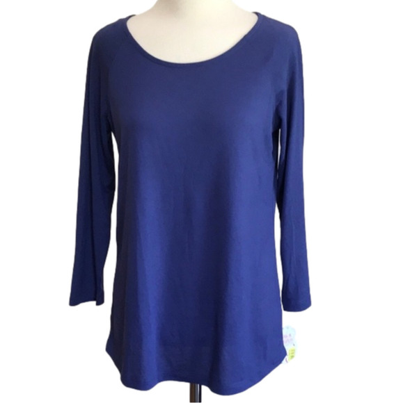 New JASMINE & GINGER Women's Medium Blue Violet Long Sleeve Top Back Bow Accent - Picture 1 of 6
